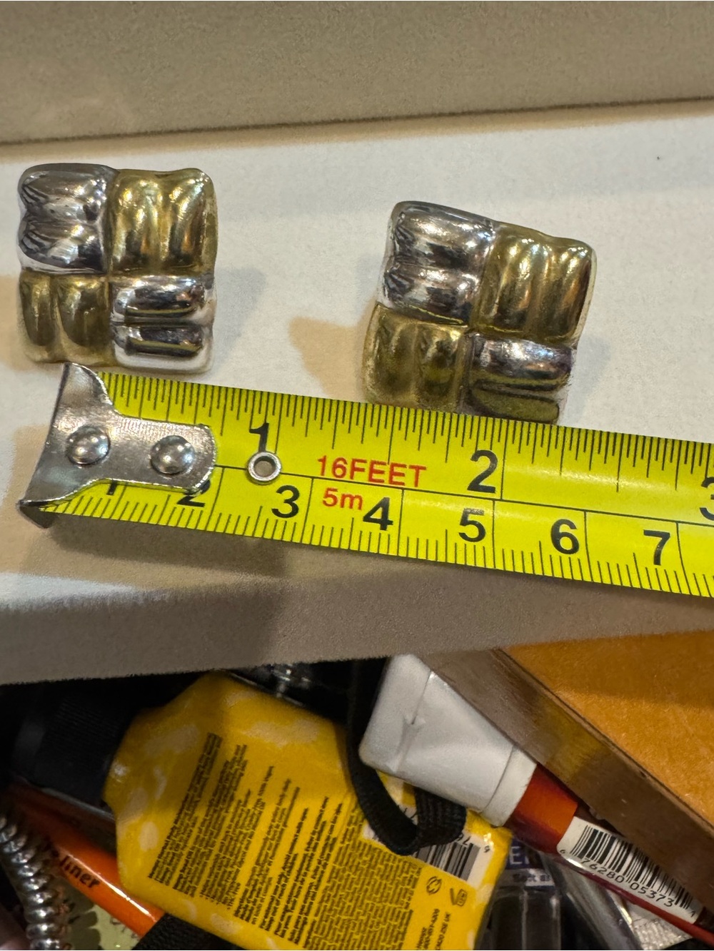 Two-Tone Gold & Silver Square Knot Women’s Clip Earrings‎ sterling silver 925